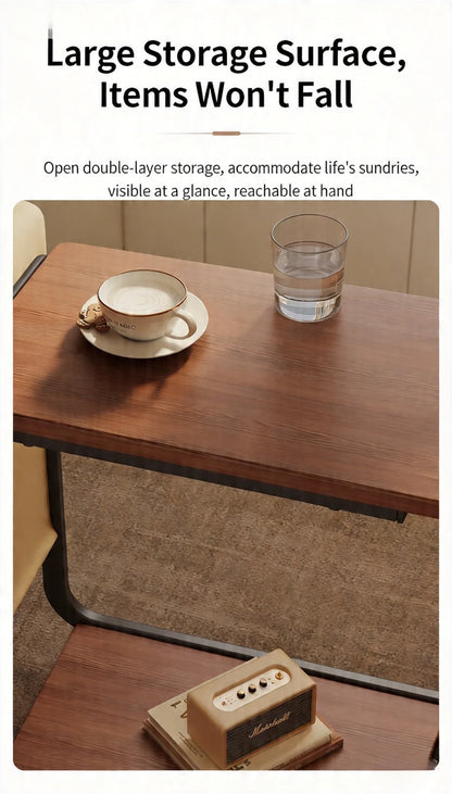 C Shaped Side Table 2-Tier Open Storage