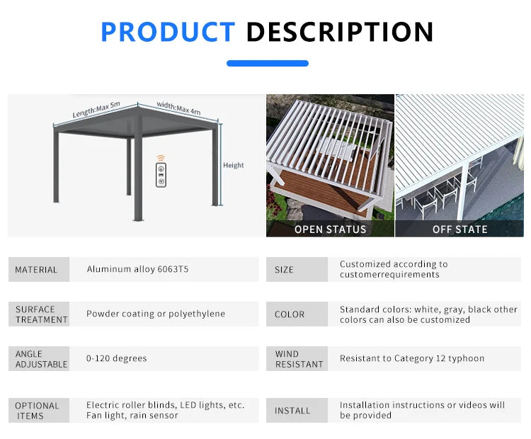 3X3Waterproof Outdoor Pergola Garden