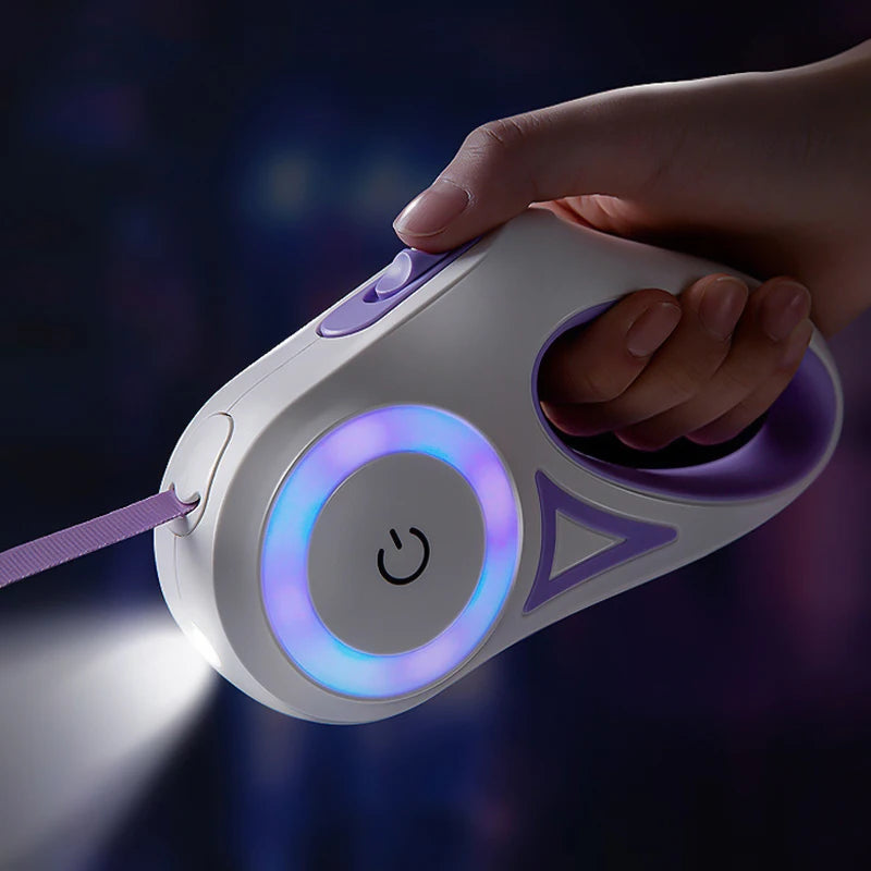 LED Retractable Dog Leash with light for Puppies