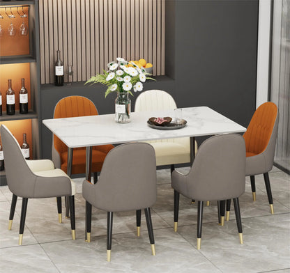 High Gloss 4-6 Seat Rectangular Marble Dining Table