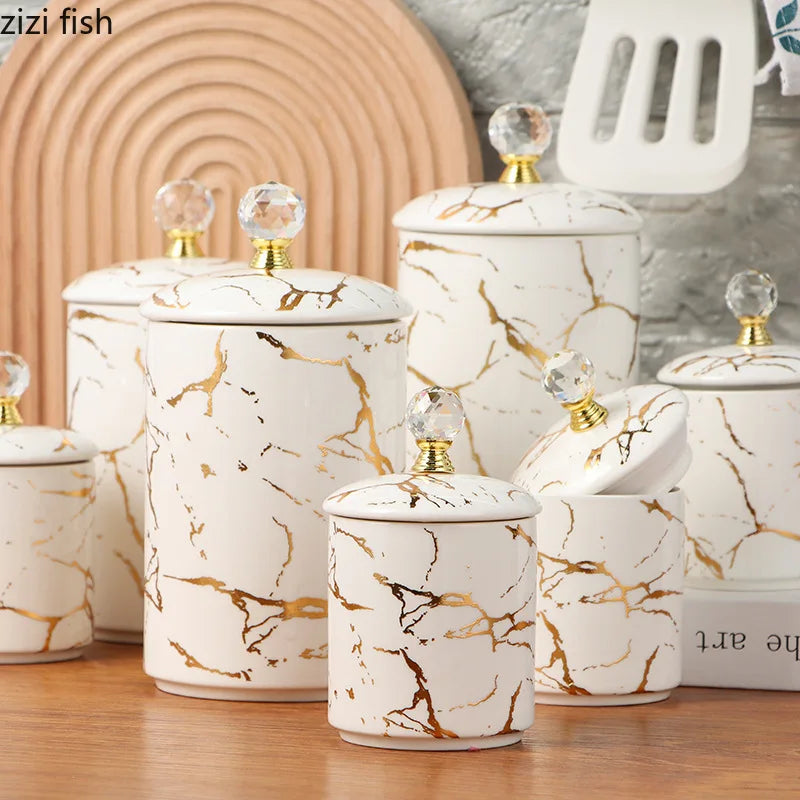 Marbled Ceramic Storage Jar