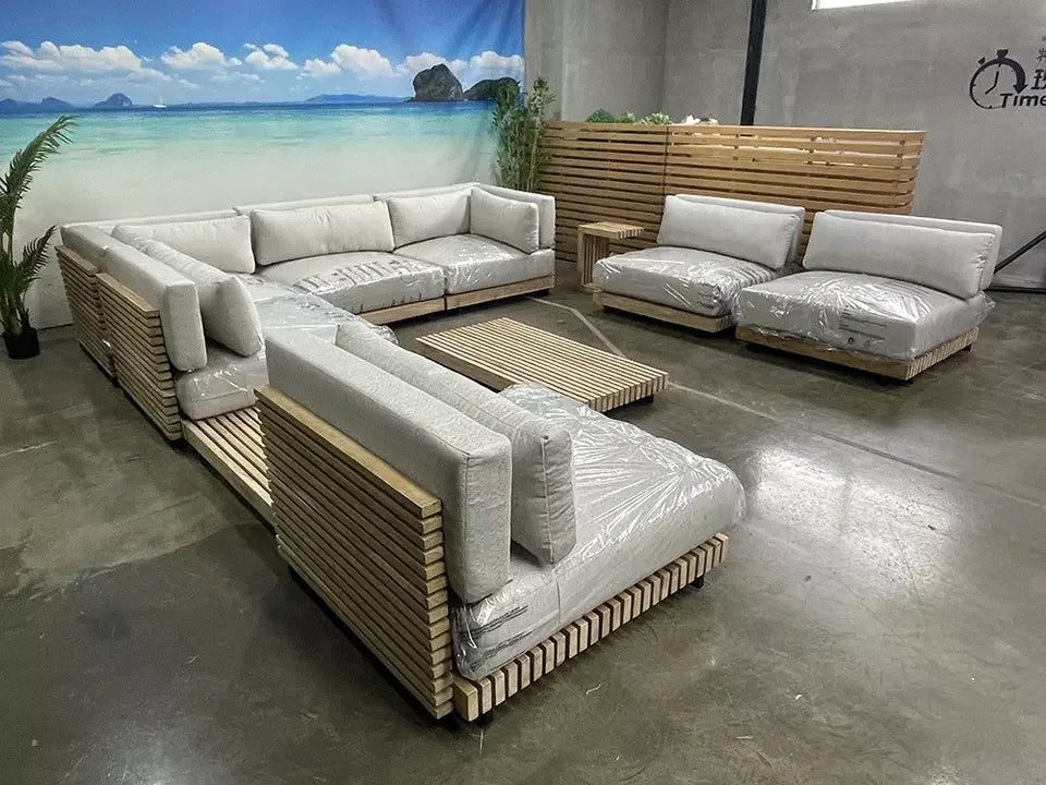 Wood Frame Sofas High Density Sponge Sofa Set