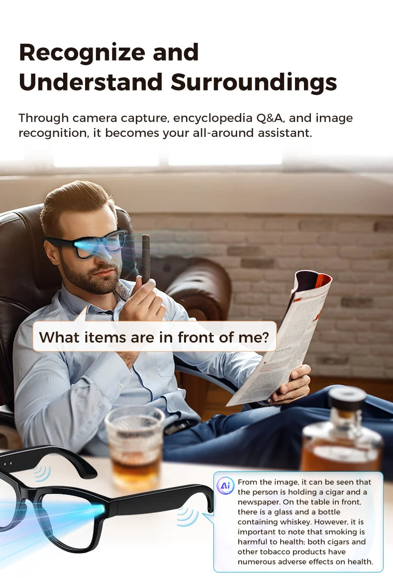 2026 Ultra AI Smart Glasses 800W HD Camera