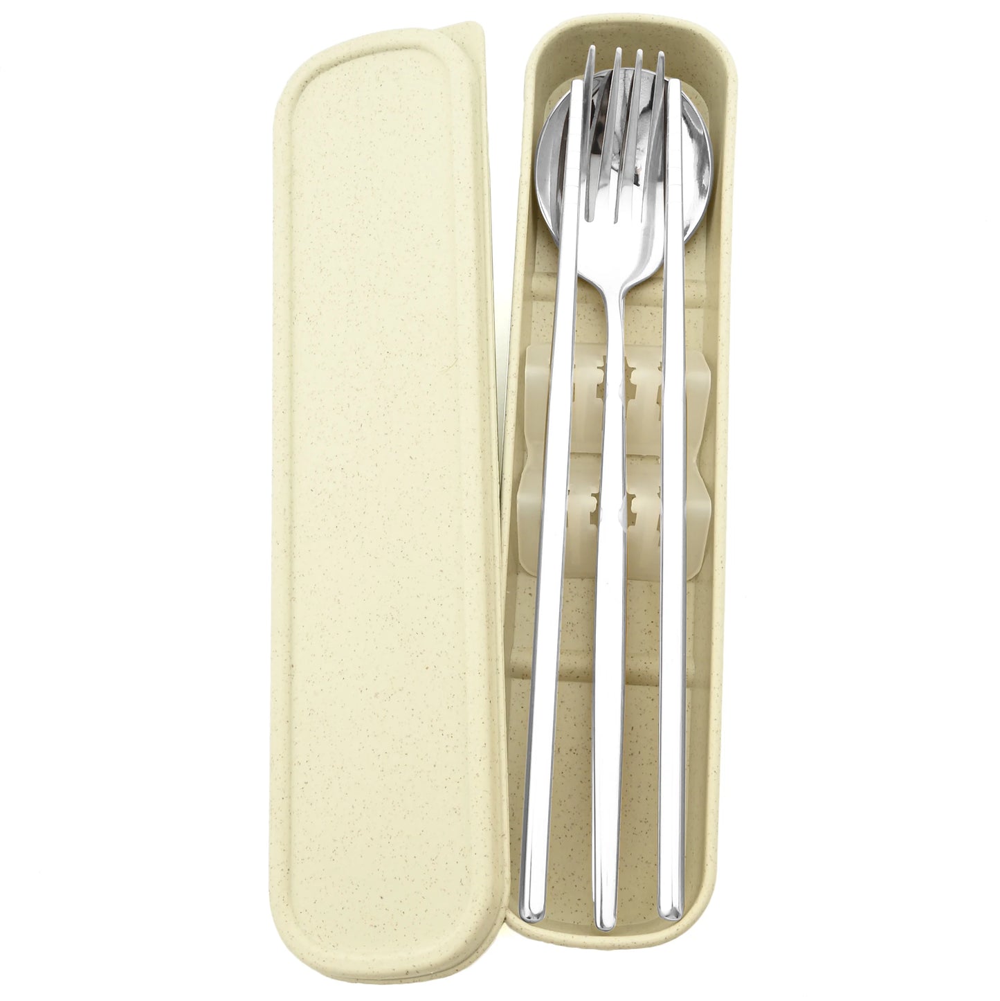 4pcs Black Silver Portable Cutlery Set