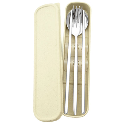 4pcs Black Silver Portable Cutlery Set