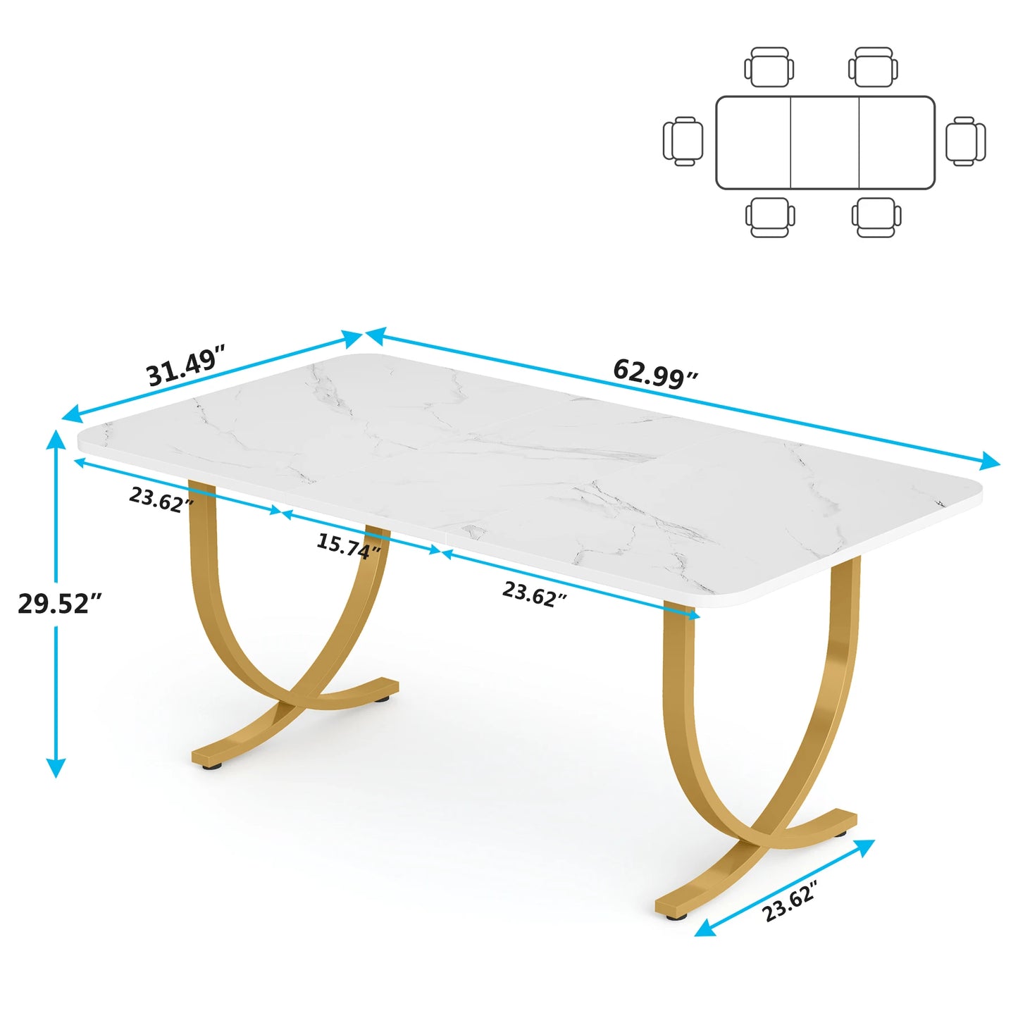Tribesigns 63-Inch Rectangular Dining Table