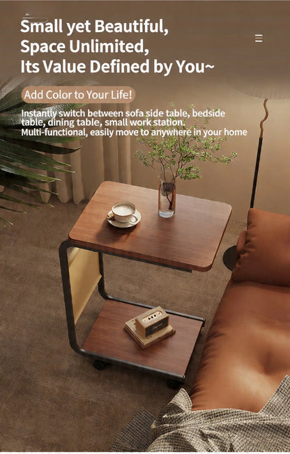 C Shaped Side Table 2-Tier Open Storage