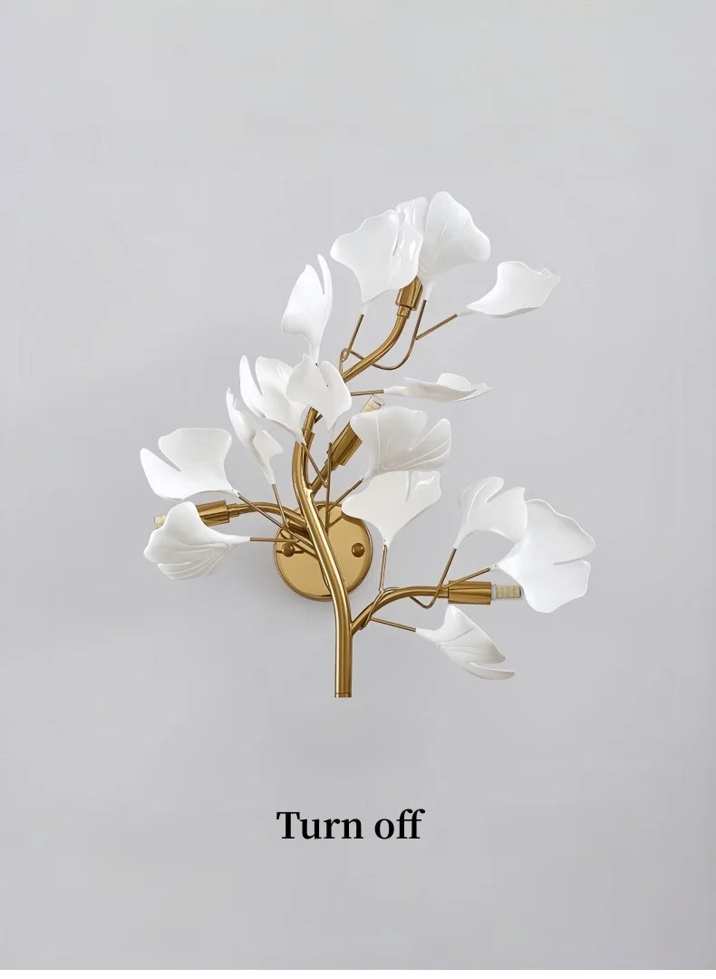 Luxury Gold Ginkgo Leaf Wall Sconce Modern LED