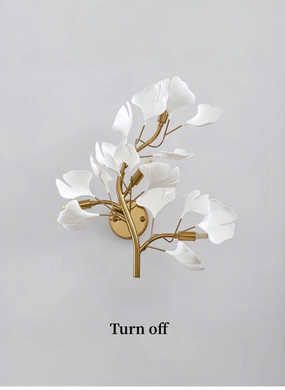 Luxury Gold Ginkgo Leaf Wall Sconce Modern LED