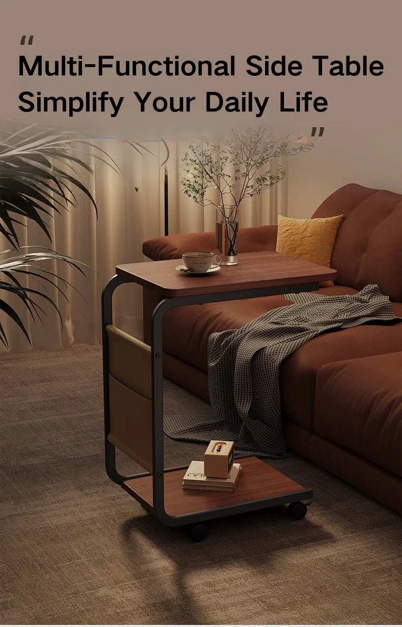 C Shaped Side Table 2-Tier Open Storage