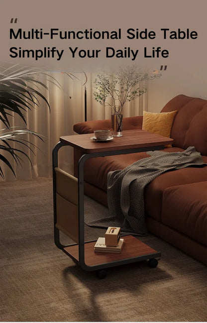 C Shaped Side Table 2-Tier Open Storage