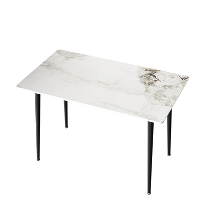 High Gloss 4-6 Seat Rectangular Marble Dining Table