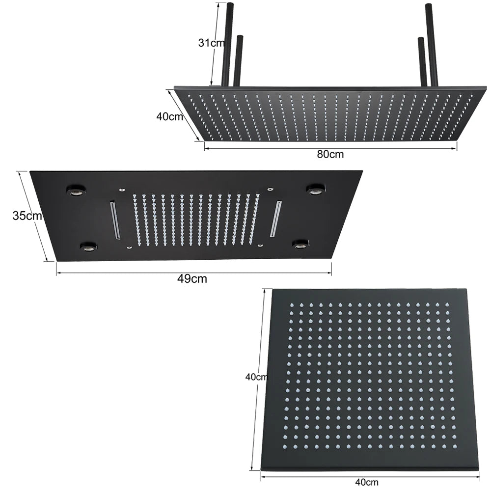 Rainfall Waterfall Single Shower Head Concealed