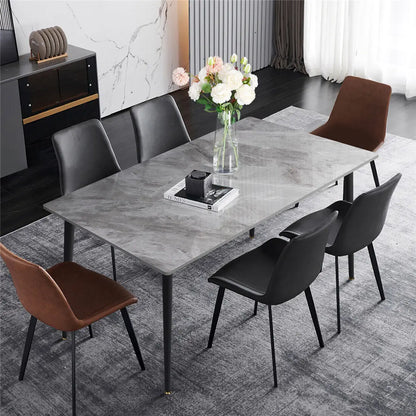 High Gloss 4-6 Seat Rectangular Marble Dining Table