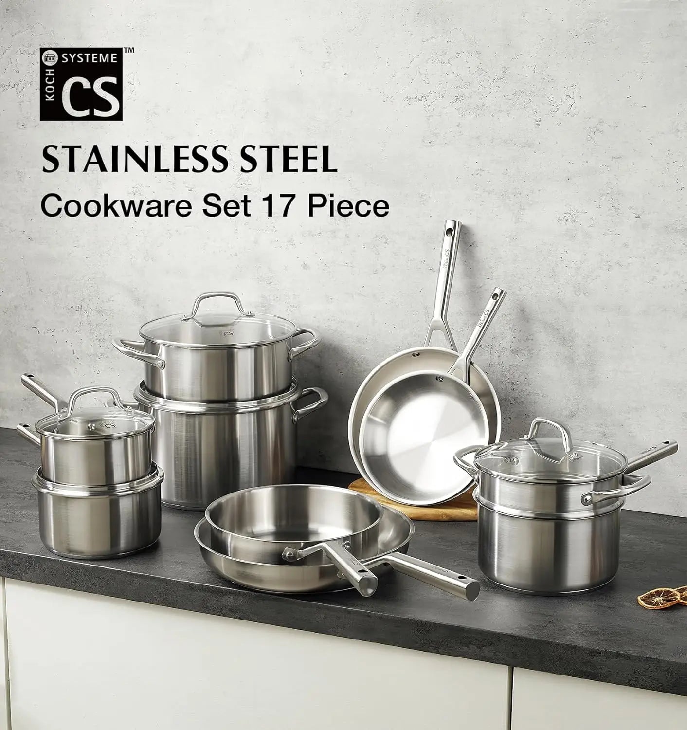 Stainless Steel Cookware Set 17 Piece