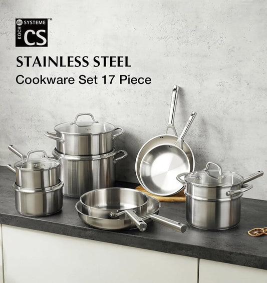 Stainless Steel Cookware Set 17 Piece