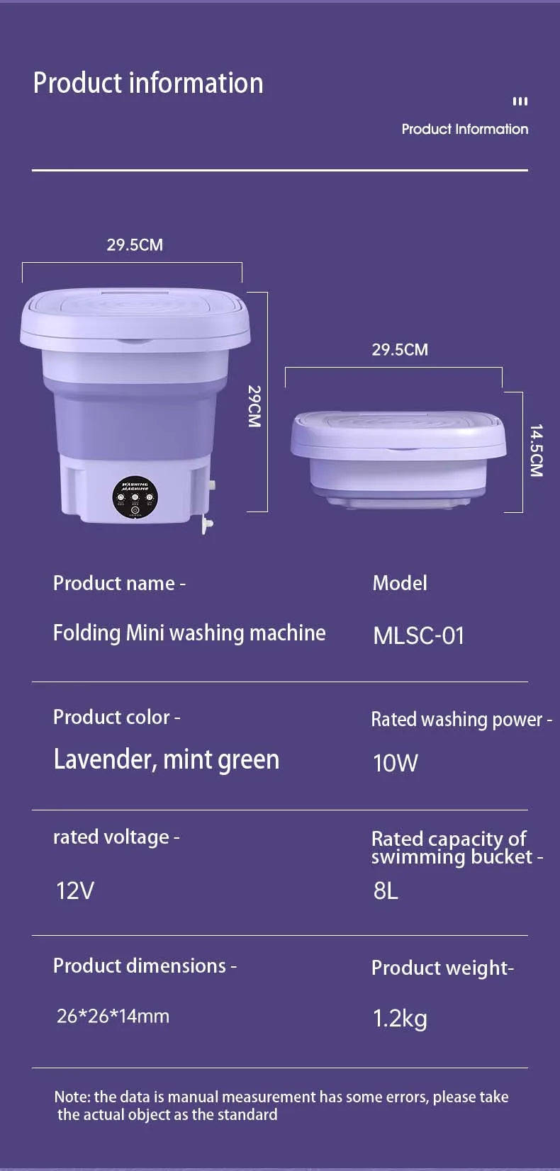8L Foldable Washing Machine Portable