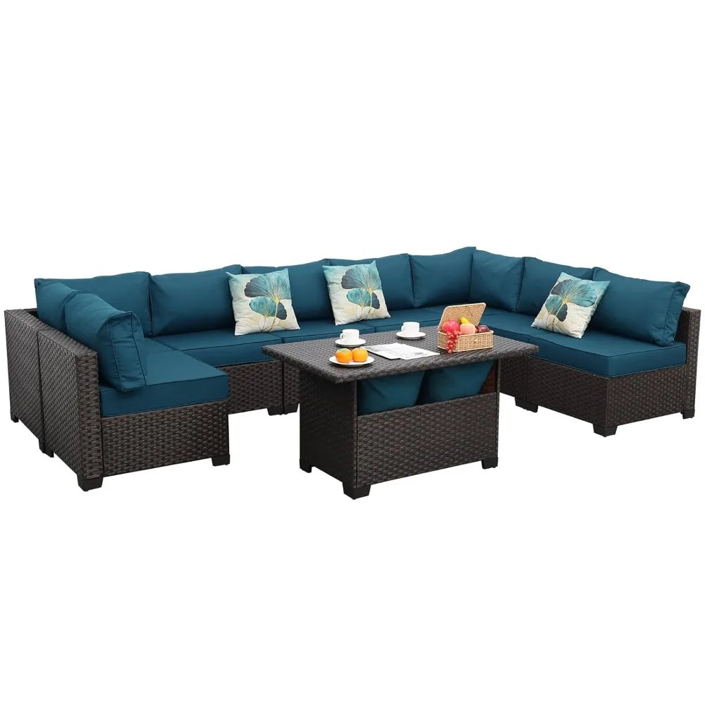 9 Pieces Wicker Patio Furniture Set Outdoor