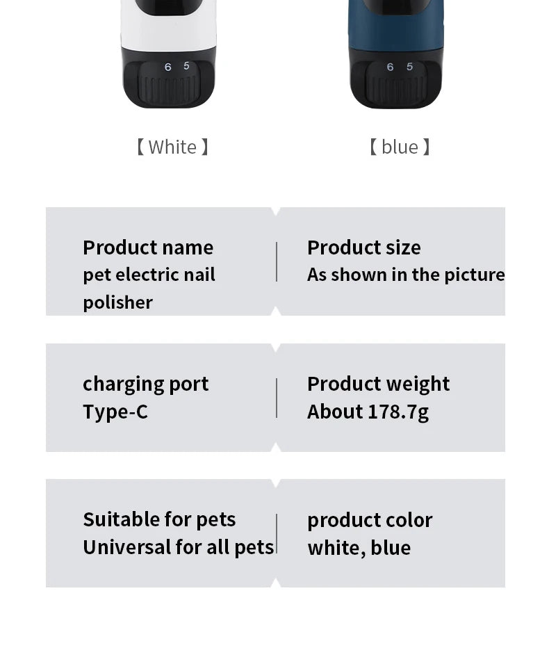 Electric pet nail polisher 6-speed