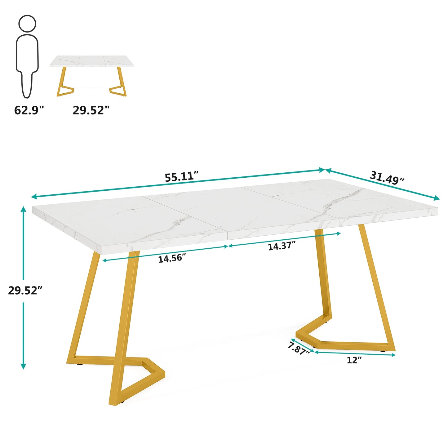 Tribesigns 63-Inch Rectangular Dining Table