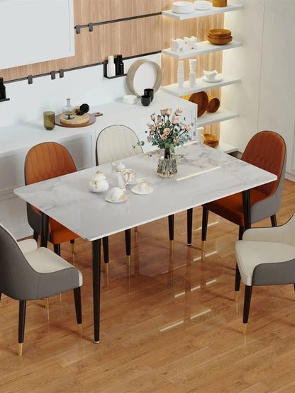High Gloss 4-6 Seat Rectangular Marble Dining Table