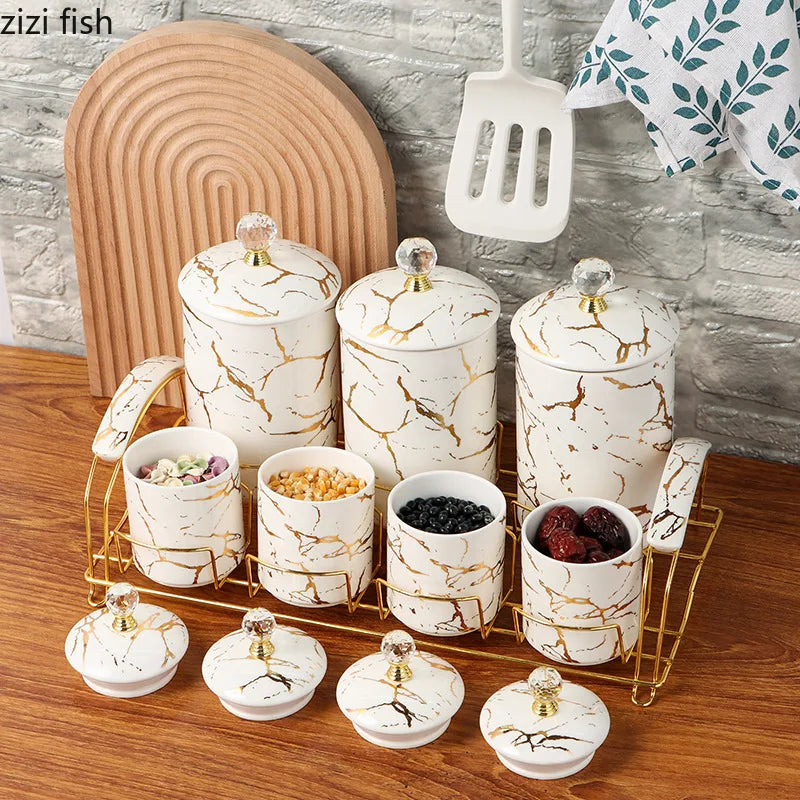 Marbled Ceramic Storage Jar