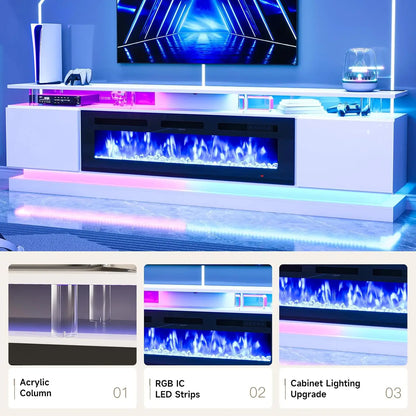 90" Modern Fireplace TV Stand Console Storage