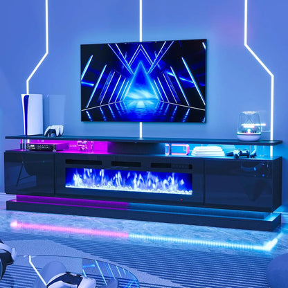 90" Modern Fireplace TV Stand Console Storage